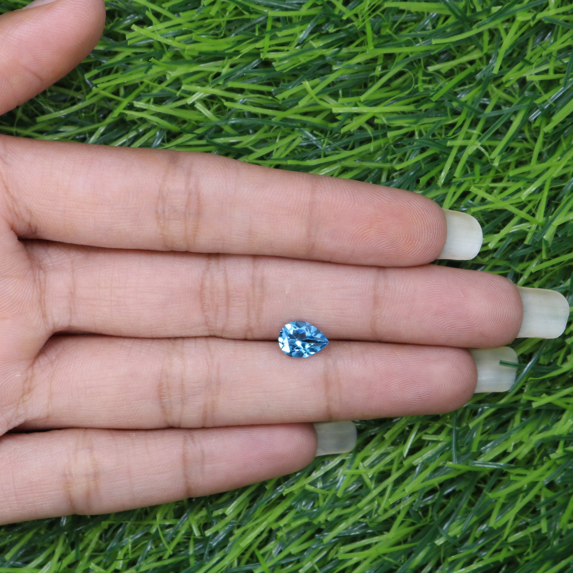 1.32 CT Natural Swiss Blue 8.10 x 6.10 MM Pear Stone For Engagement Ring - JayKrishna Diamond