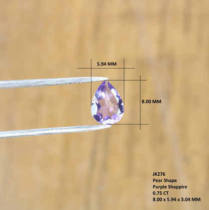 0.75 CT 8.00 MM Natural Purple Amethyst Pear Cut Gemstone For Wedding Ring - JayKrishna Diamond