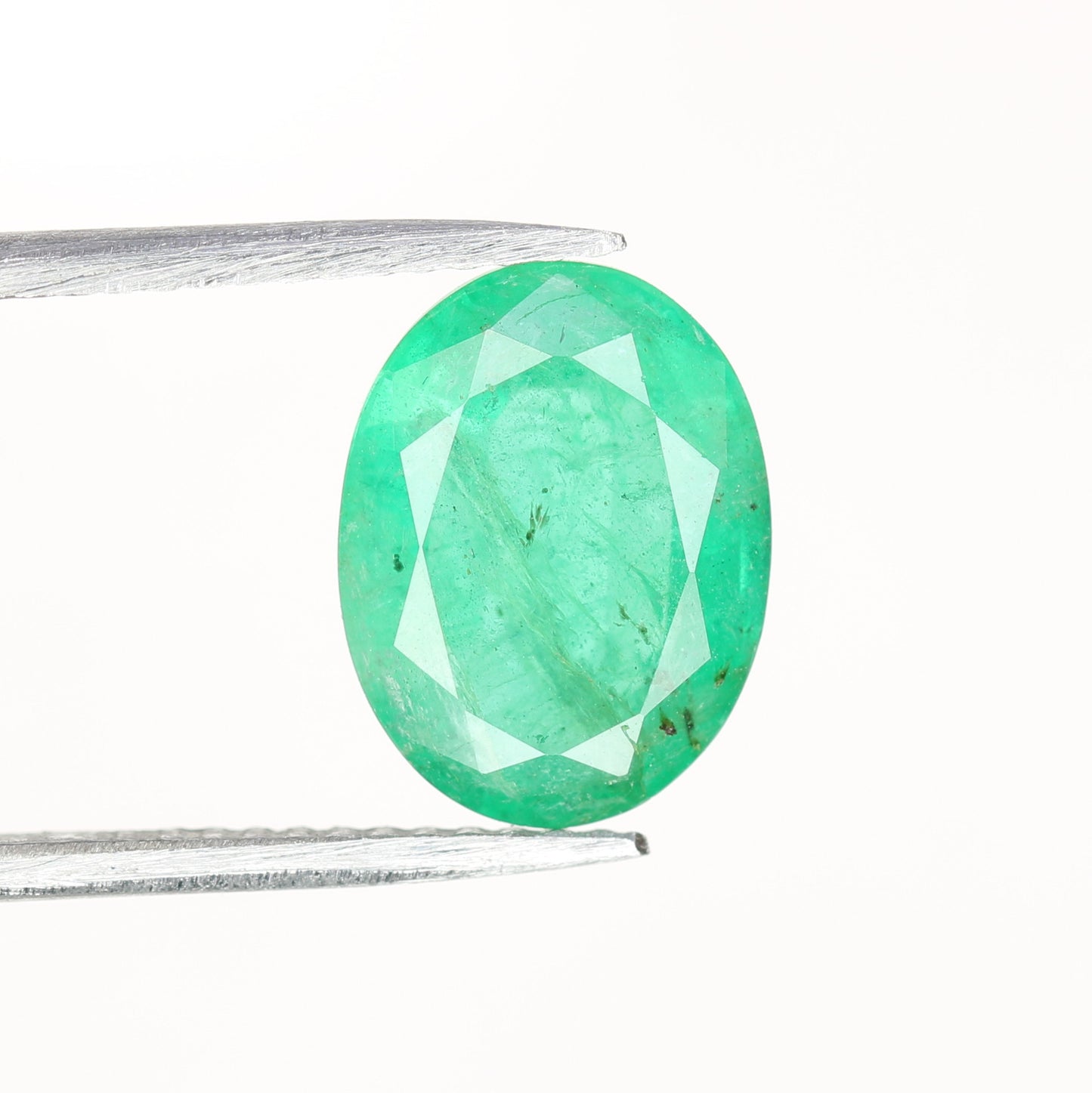 2.42 CT 10.57 MM Big Oval Shape Natural Green Emerald Loose Galaxy Gemstone For Proposal Ring - JayKrishna Diamond