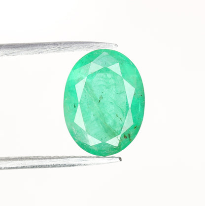 2.42 CT 10.57 MM Big Oval Shape Natural Green Emerald Loose Galaxy Gemstone For Proposal Ring - JayKrishna Diamond