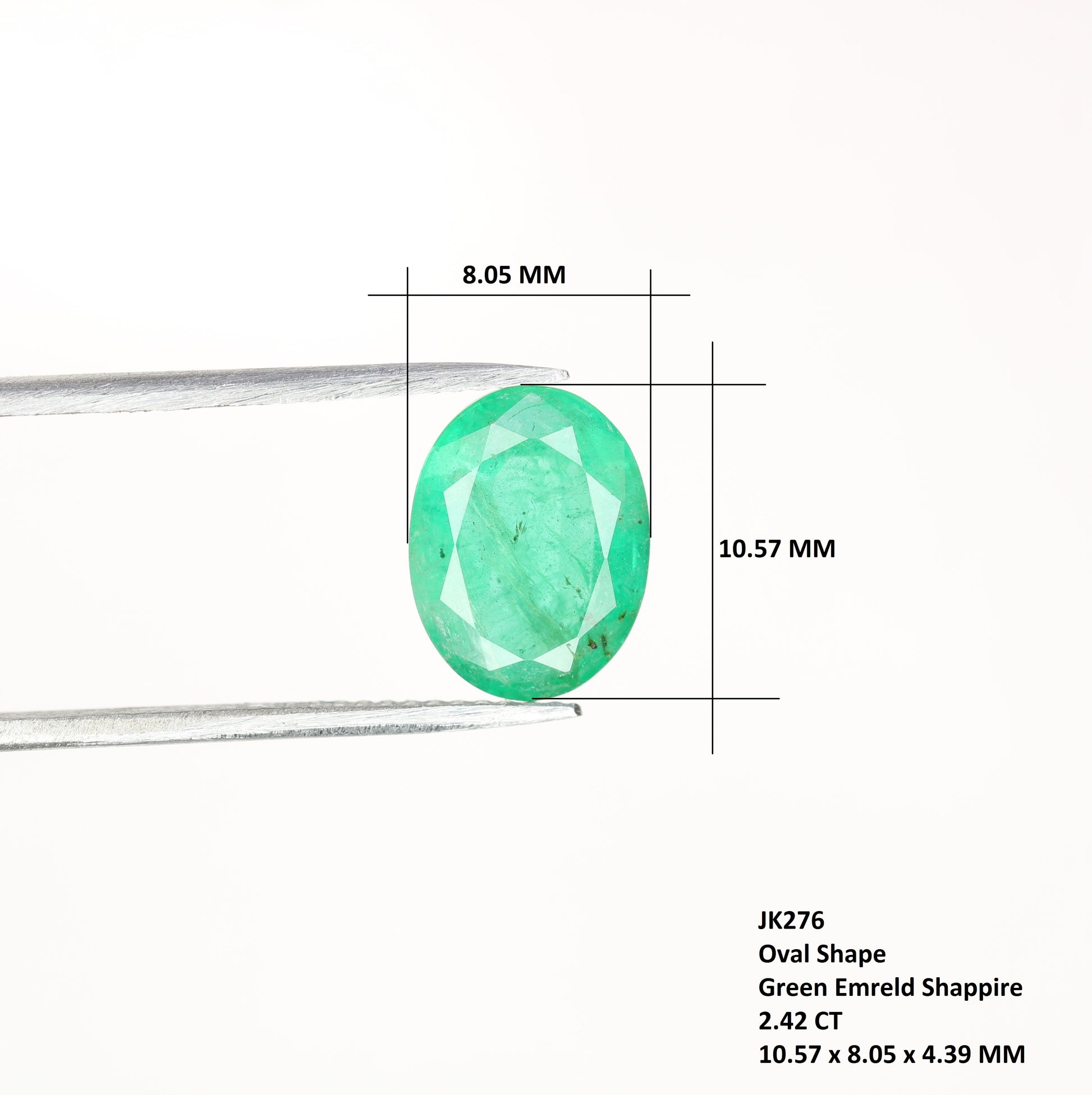 2.42 CT 10.57 MM Big Oval Shape Natural Green Emerald Loose Galaxy Gemstone For Proposal Ring - JayKrishna Diamond