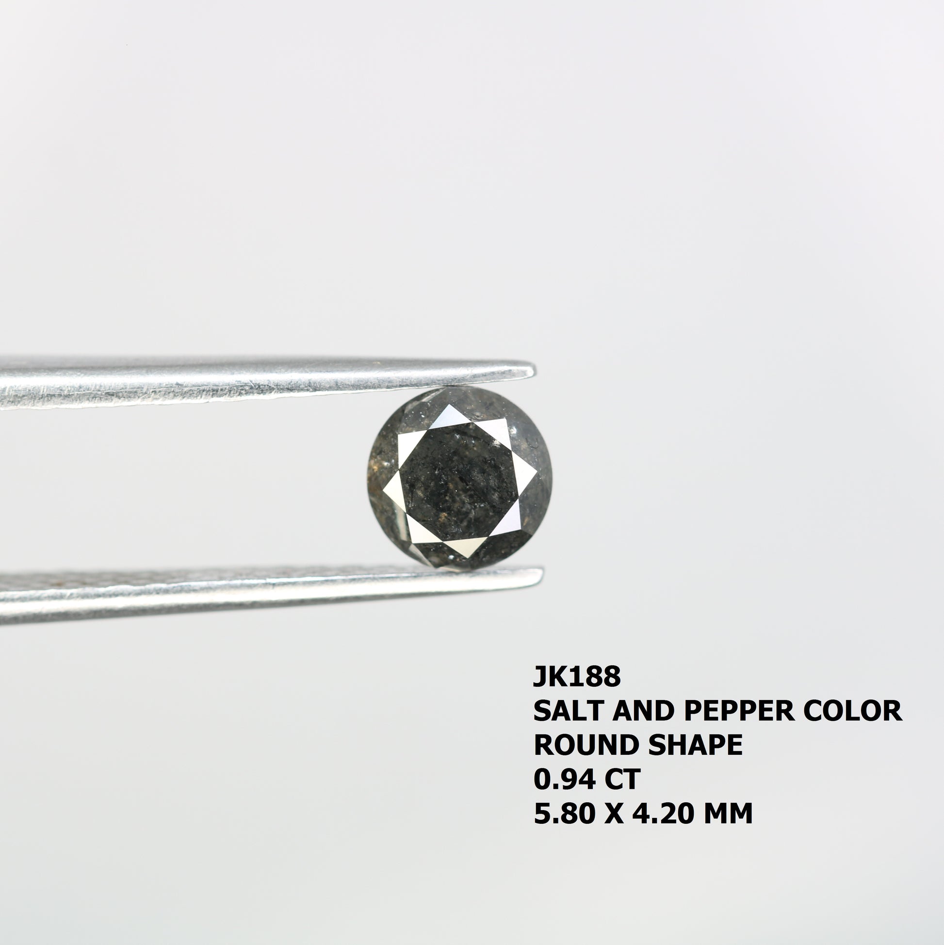 0.94 Carat Salt And Pepper Loose Round Brilliant Shape Diamond For Wedding Ring - JayKrishna Diamond