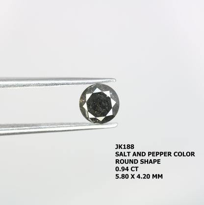 0.94 Carat Salt And Pepper Loose Round Brilliant Shape Diamond For Wedding Ring - JayKrishna Diamond