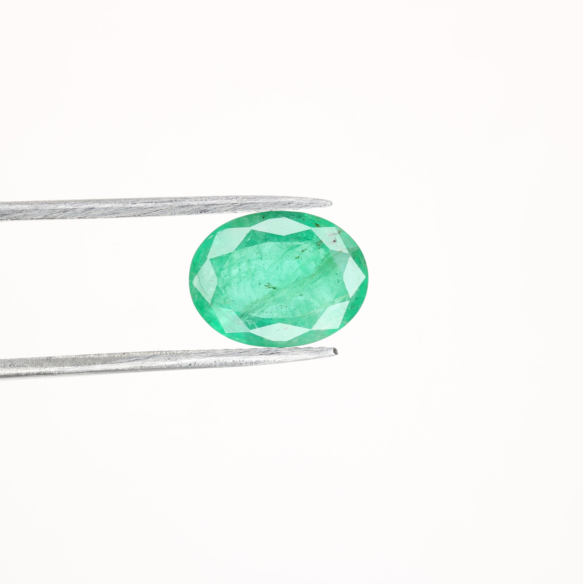 2.42 CT 10.57 MM Big Oval Shape Natural Green Emerald Loose Galaxy Gemstone For Proposal Ring - JayKrishna Diamond