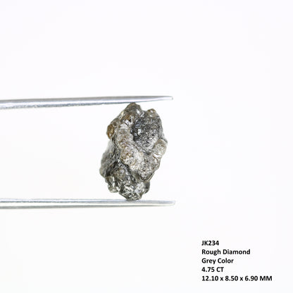 4.75 Carat 12.10 MM Grey Color Natural Loose Raw Rough Diamond For Wedding Ring - JayKrishna Diamond