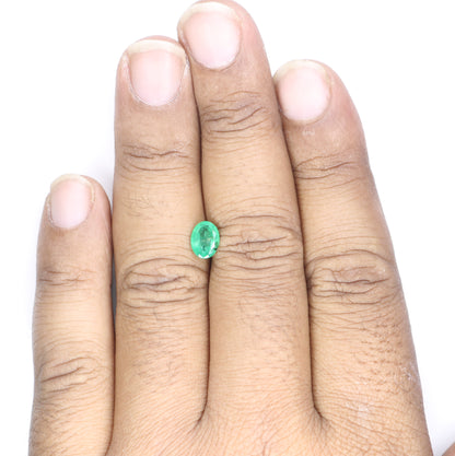 0.99 CT Natural Green Emerald Oval Shape Fancy Gemstone For Designer Jewelry - JayKrishna Diamond