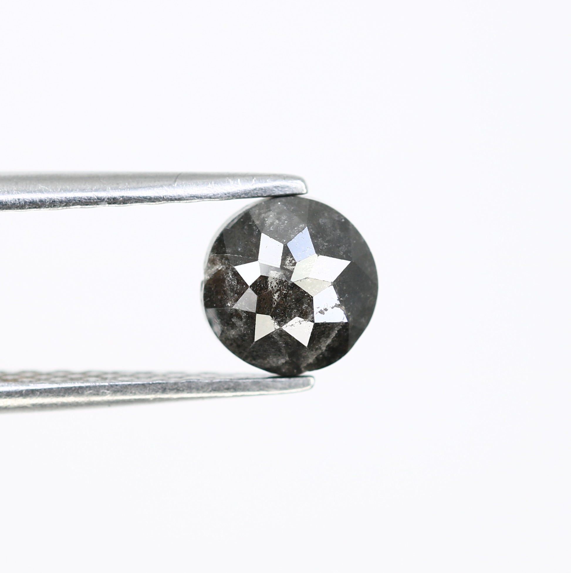 1.24 CT 5.90 MM Round Rose Cut Salt And Pepper Diamond For Galaxy Ring - JayKrishna Diamond