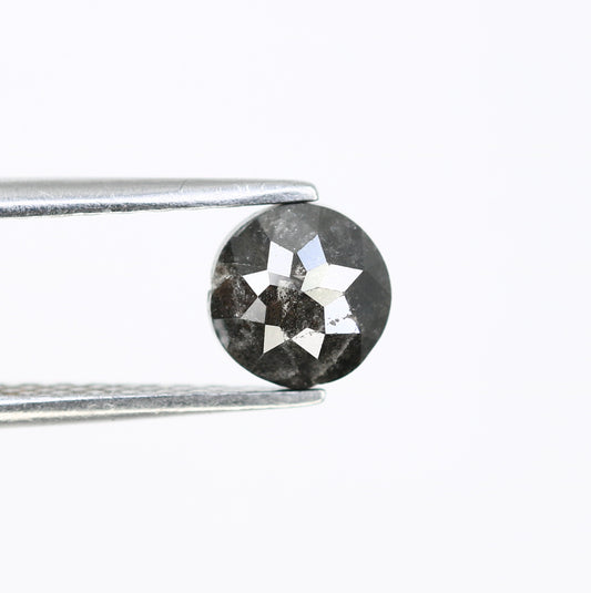1.24 CT 5.90 MM Round Rose Cut Salt And Pepper Diamond For Galaxy Ring - JayKrishna Diamond