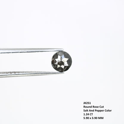 1.24 CT 5.90 MM Round Rose Cut Salt And Pepper Diamond For Galaxy Ring - JayKrishna Diamond