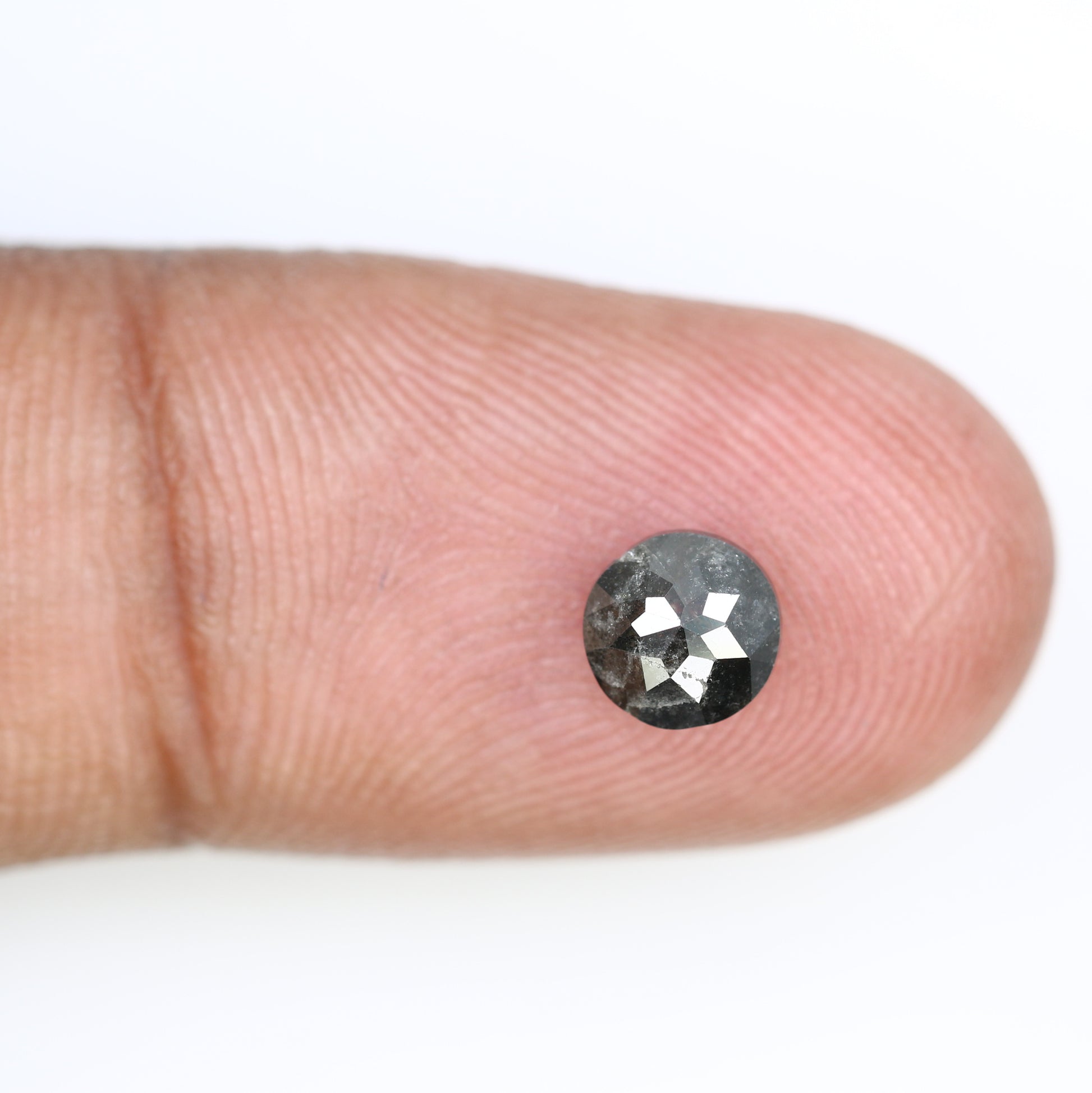1.24 CT 5.90 MM Round Rose Cut Salt And Pepper Diamond For Galaxy Ring - JayKrishna Diamond
