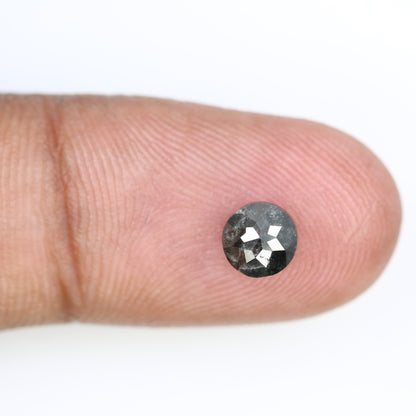 1.24 CT 5.90 MM Round Rose Cut Salt And Pepper Diamond For Galaxy Ring - JayKrishna Diamond