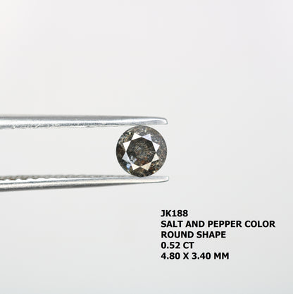 0.52 Carat Salt And Pepper Round Brilliant Cut Diamond For Galaxy Ring - JayKrishna Diamond