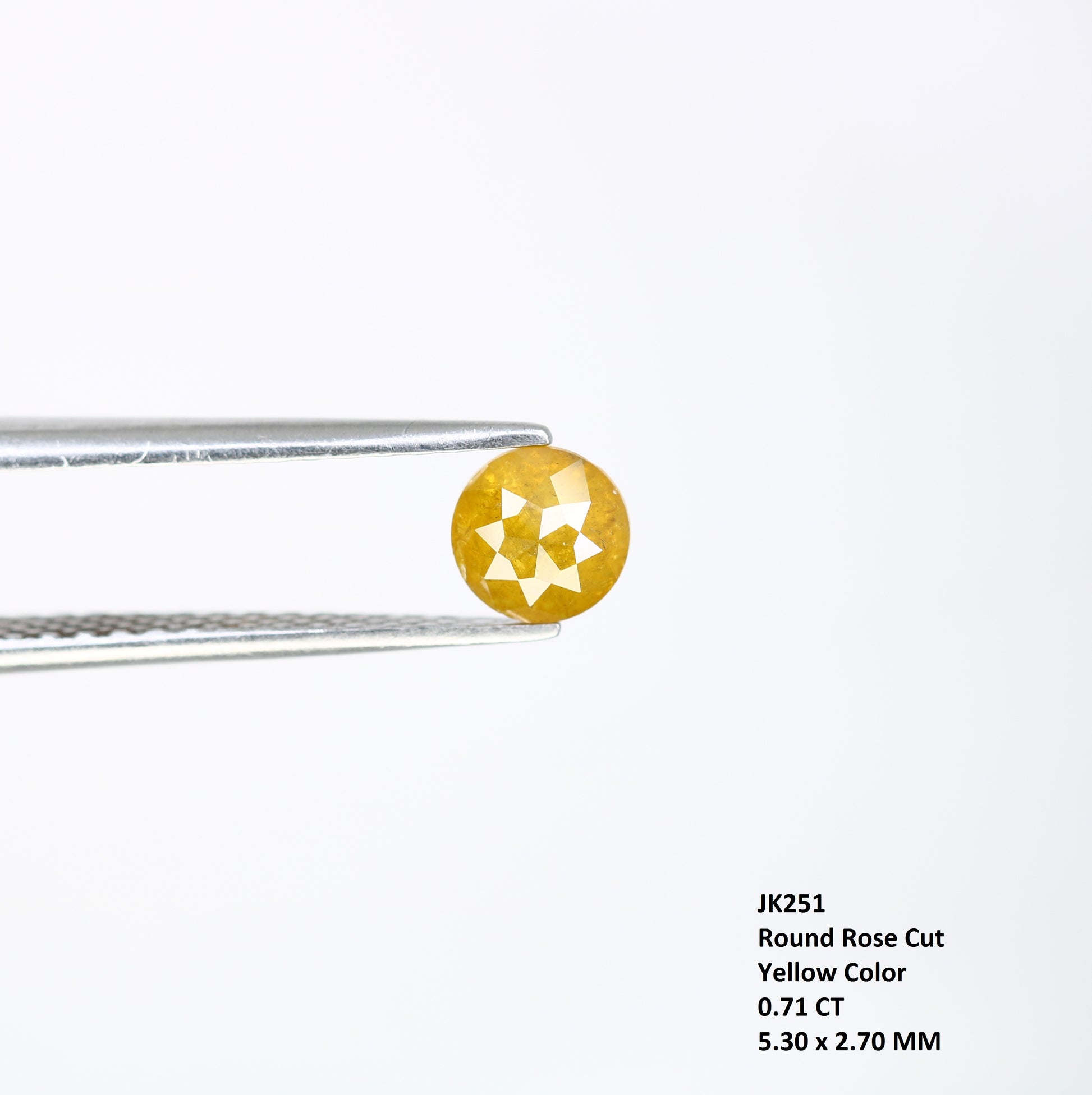 0.71 CT 5.30 x 2.70 MM Polished Round Rose Cut Fancy Yellow Natural Diamond For Proposal Ring - JayKrishna Diamond