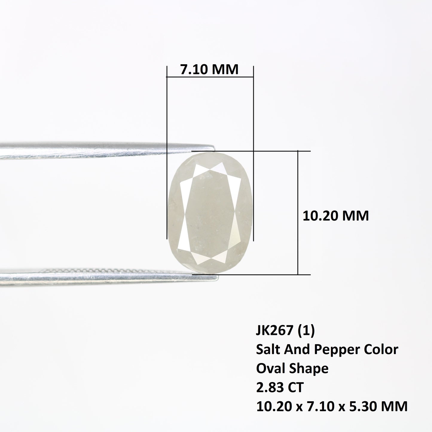 2.83 CT Salt And Pepper Oval Shape Natural Diamond For Engagement Ring - JayKrishna Diamond