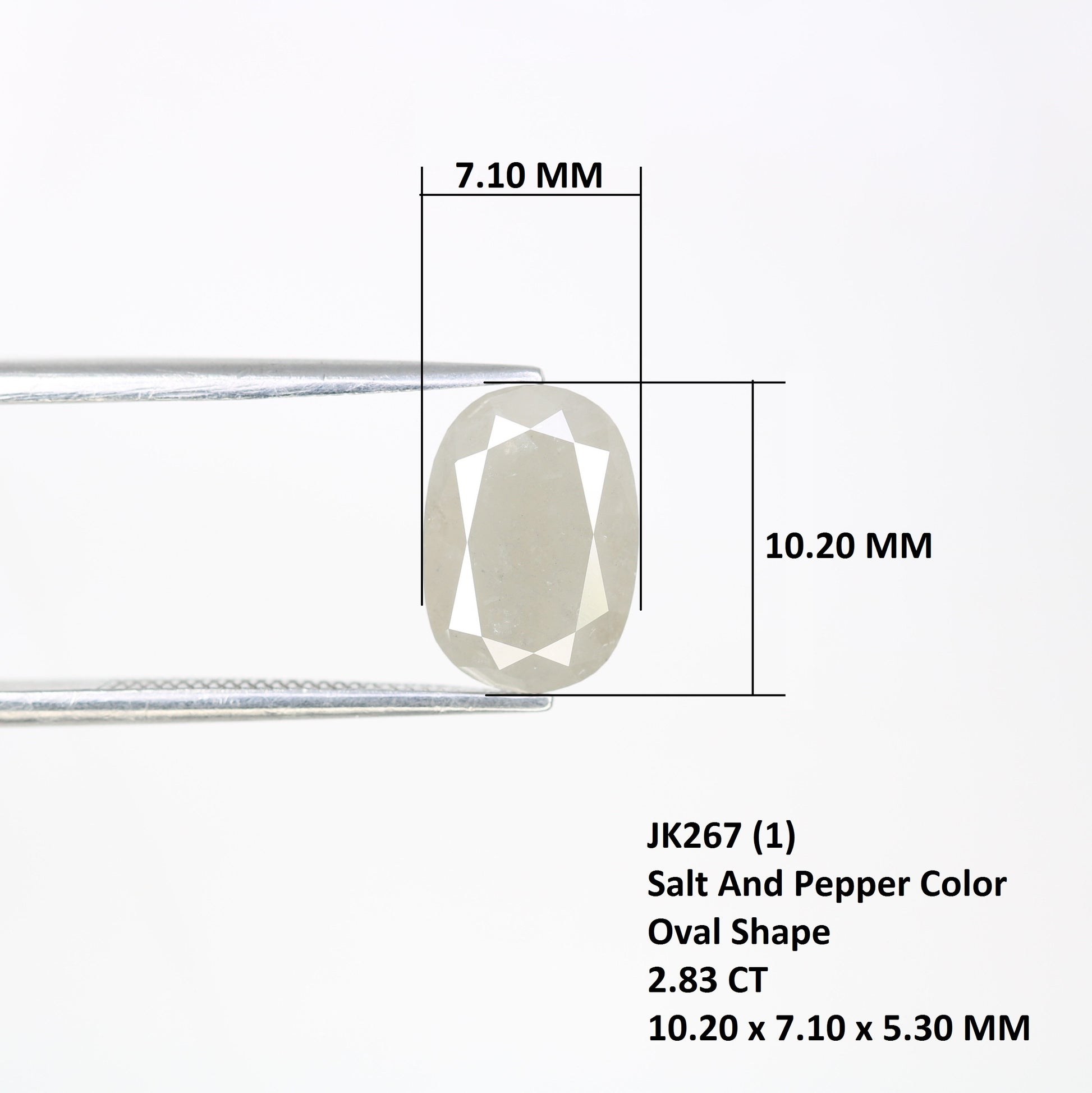 2.83 CT Salt And Pepper Oval Shape Natural Diamond For Engagement Ring - JayKrishna Diamond