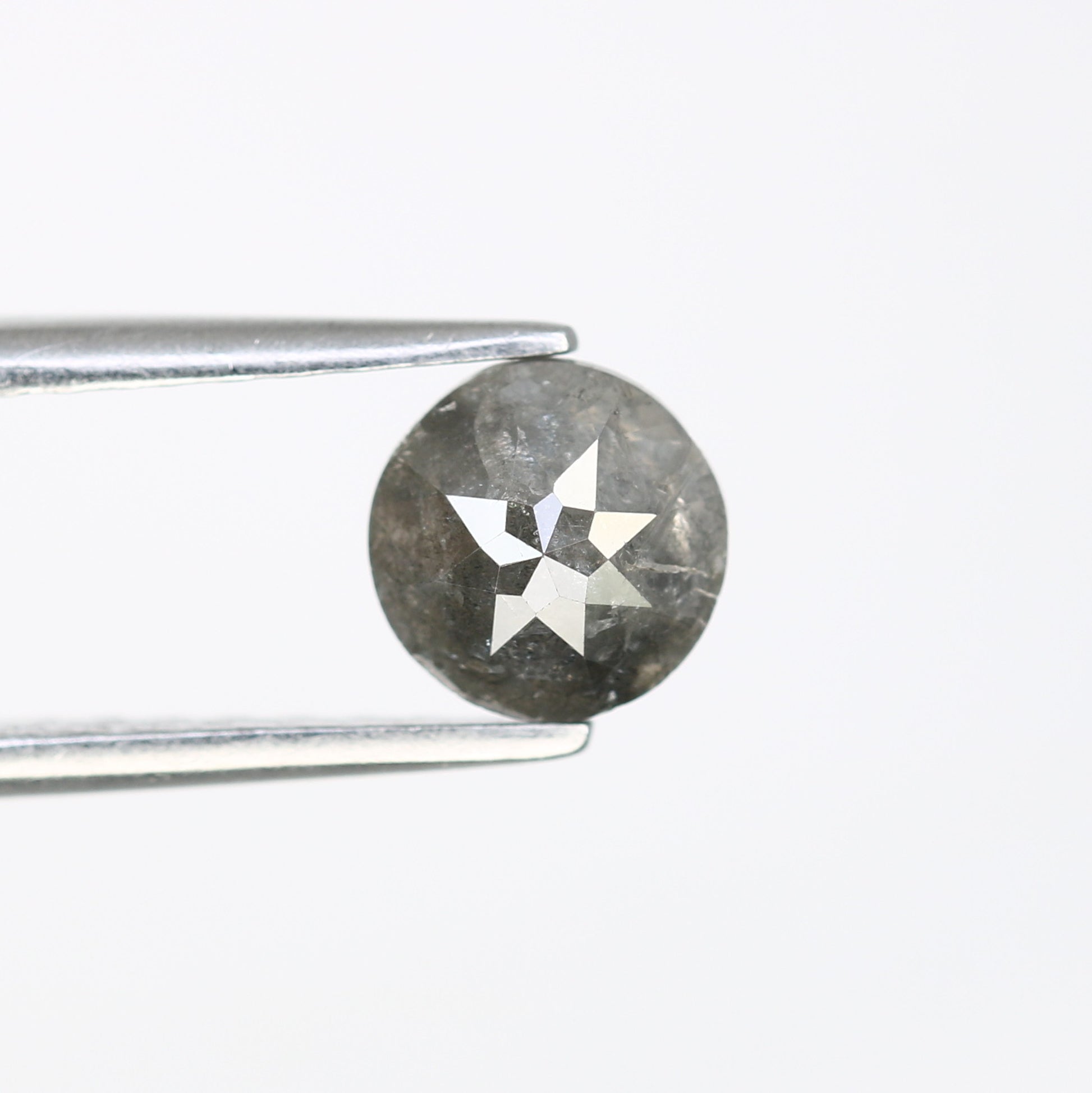 0.91 CT 5.90 MM Round Rose Cut Salt And Pepper Diamond For Galaxy Ring - JayKrishna Diamond