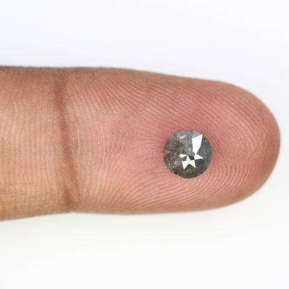 0.91 CT 5.90 MM Round Rose Cut Salt And Pepper Diamond For Galaxy Ring - JayKrishna Diamond