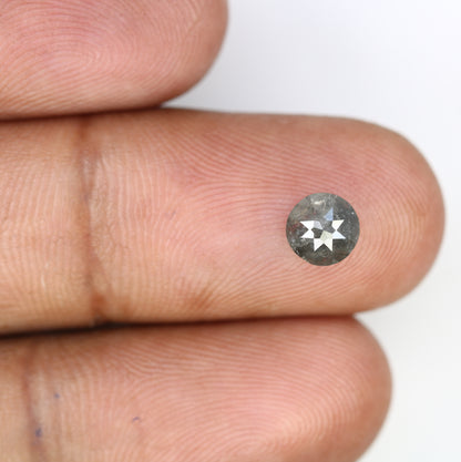 0.91 CT 5.90 MM Round Rose Cut Salt And Pepper Diamond For Galaxy Ring - JayKrishna Diamond