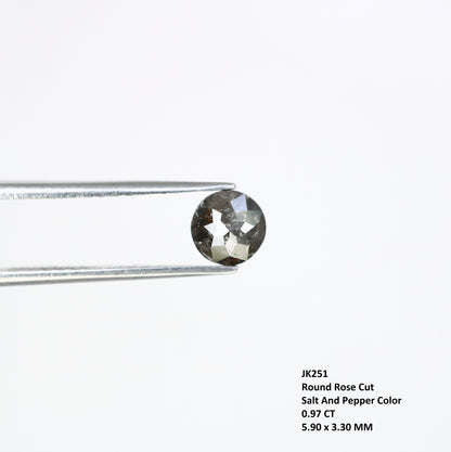 0.97 CT Natural Salt And Pepper Round Rose Cut 5.90 MM Diamond For Promise Ring - JayKrishna Diamond