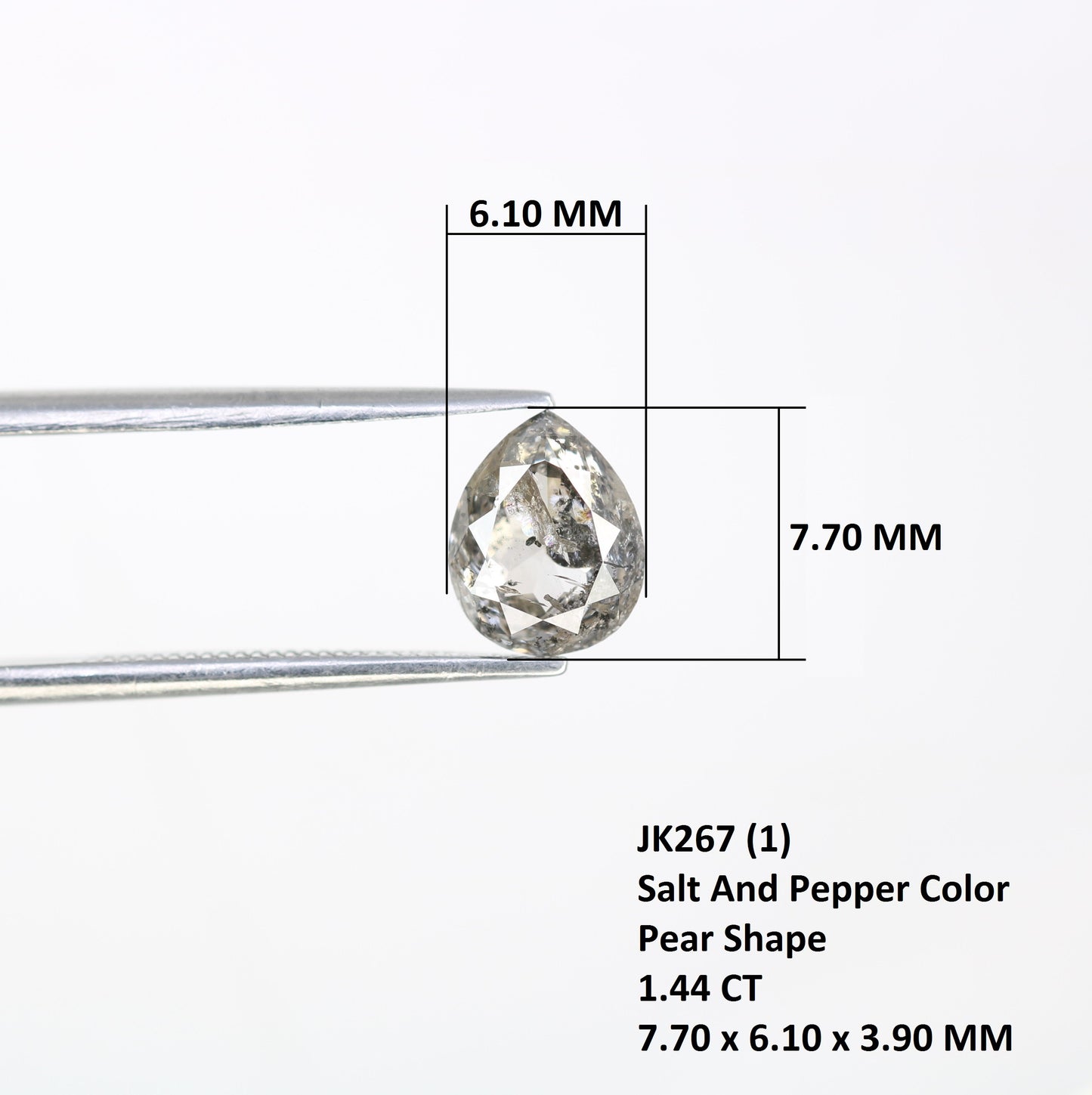 1.44 Carat Pear Shape Loose Salt And Pepper Diamond For Wedding Ring - JayKrishna Diamond