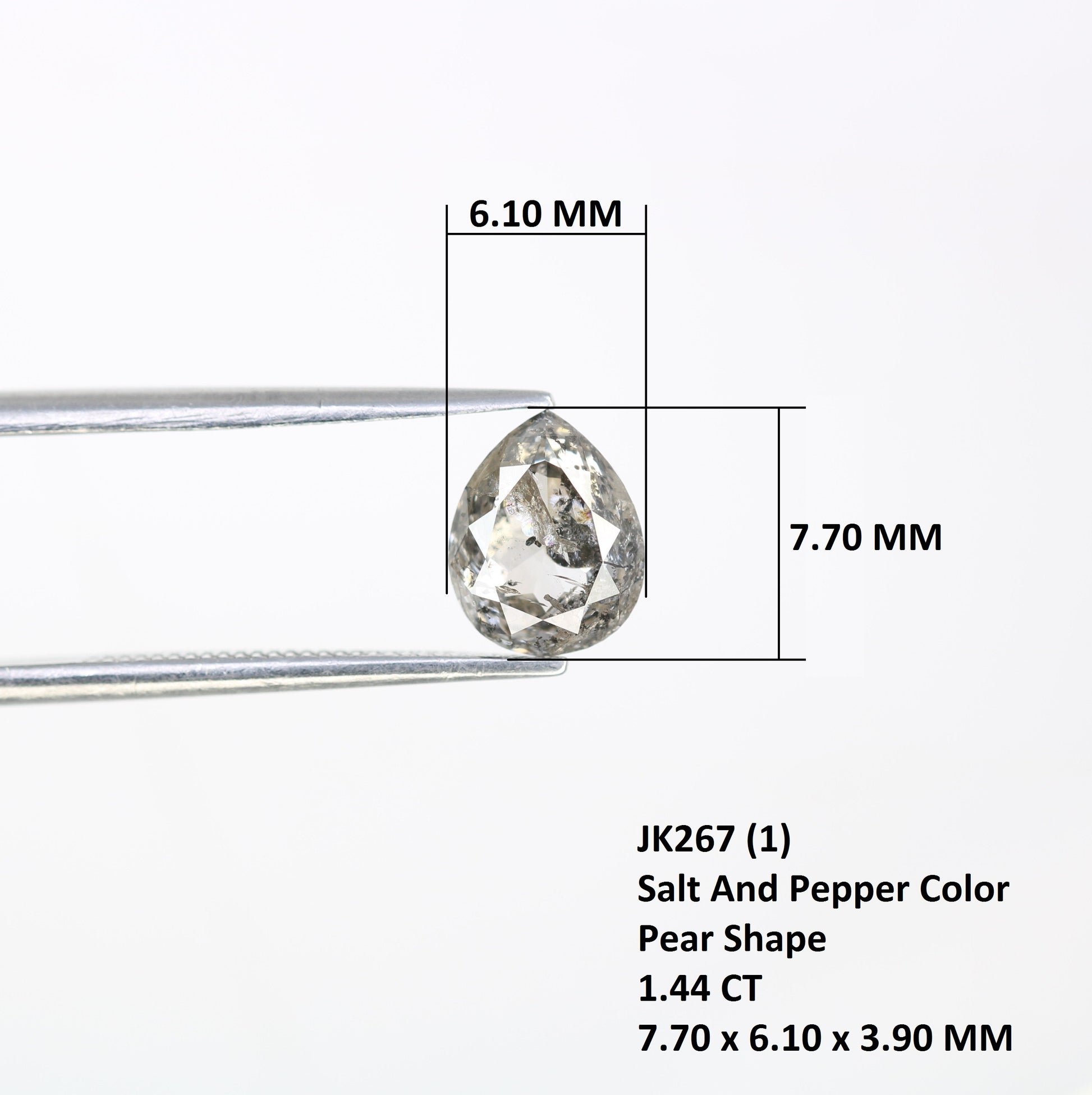 1.44 Carat Pear Shape Loose Salt And Pepper Diamond For Wedding Ring - JayKrishna Diamond