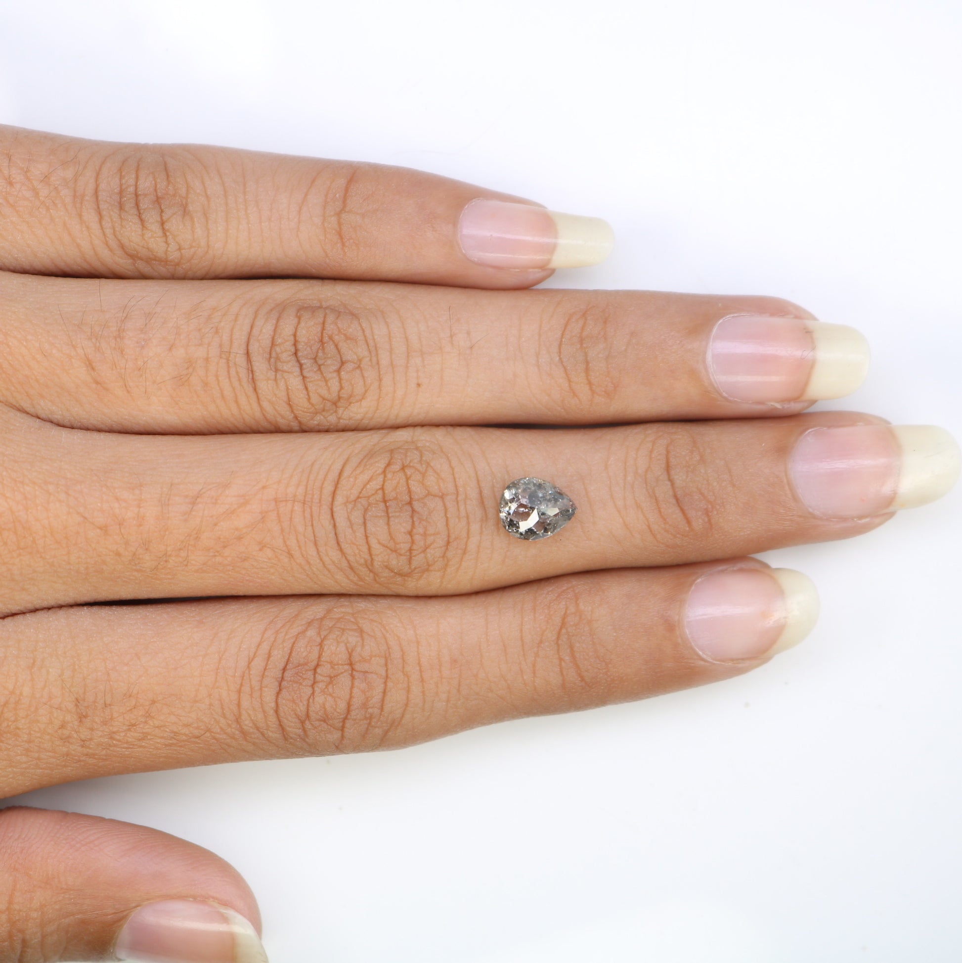 1.44 Carat Pear Shape Loose Salt And Pepper Diamond For Wedding Ring - JayKrishna Diamond