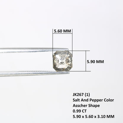 0.99 Carat Salt And Pepper Color Natural Loose Asscher Shape Diamond For Wedding Ring - JayKrishna Diamond