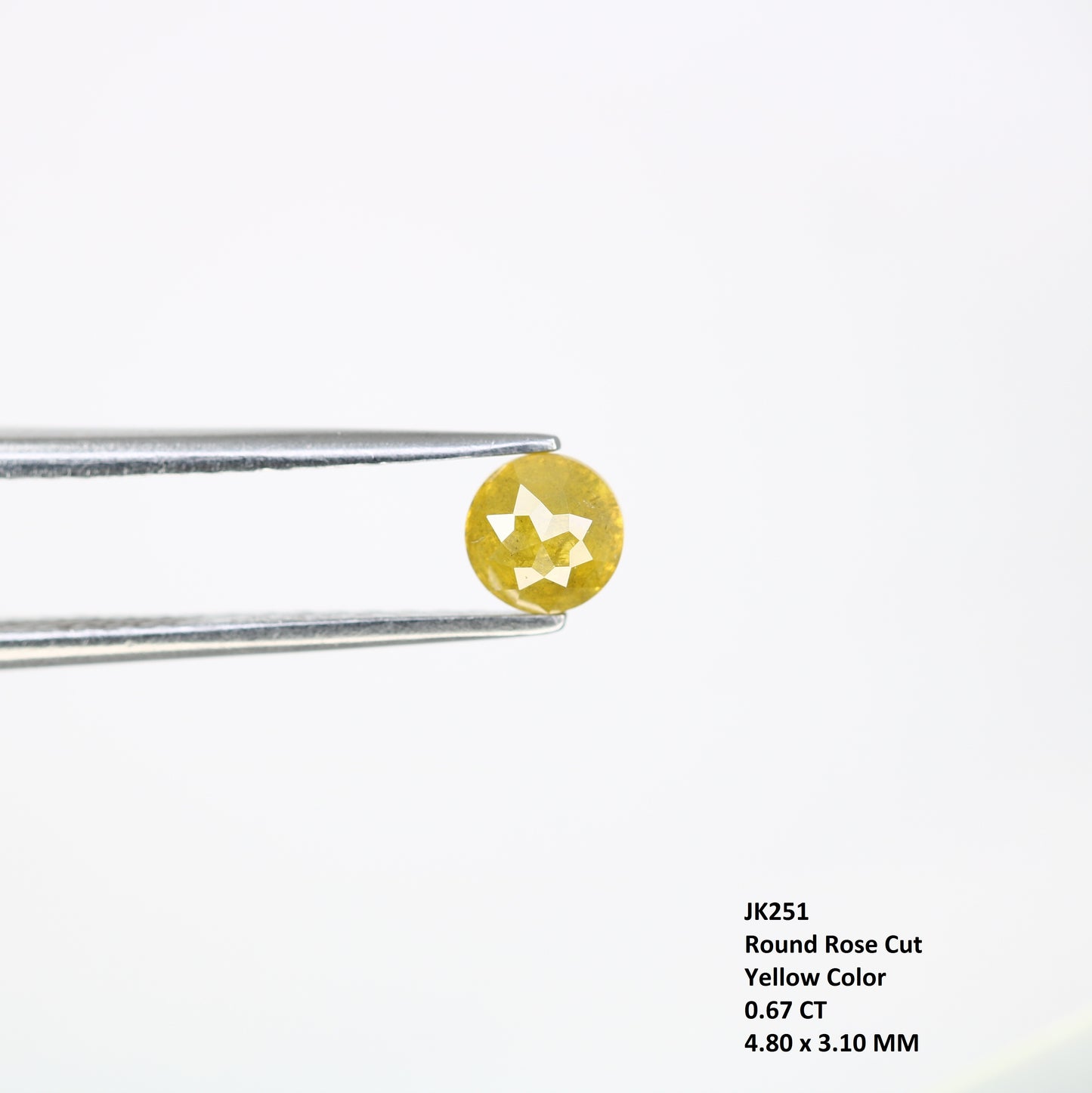 0.67 CT 4.80 x 3.10 MM Fancy Yellow Round Rose Cut Diamond for Promise Ring - Unique Gemstone for Custom Jewelry Creations - JayKrishna Diamond