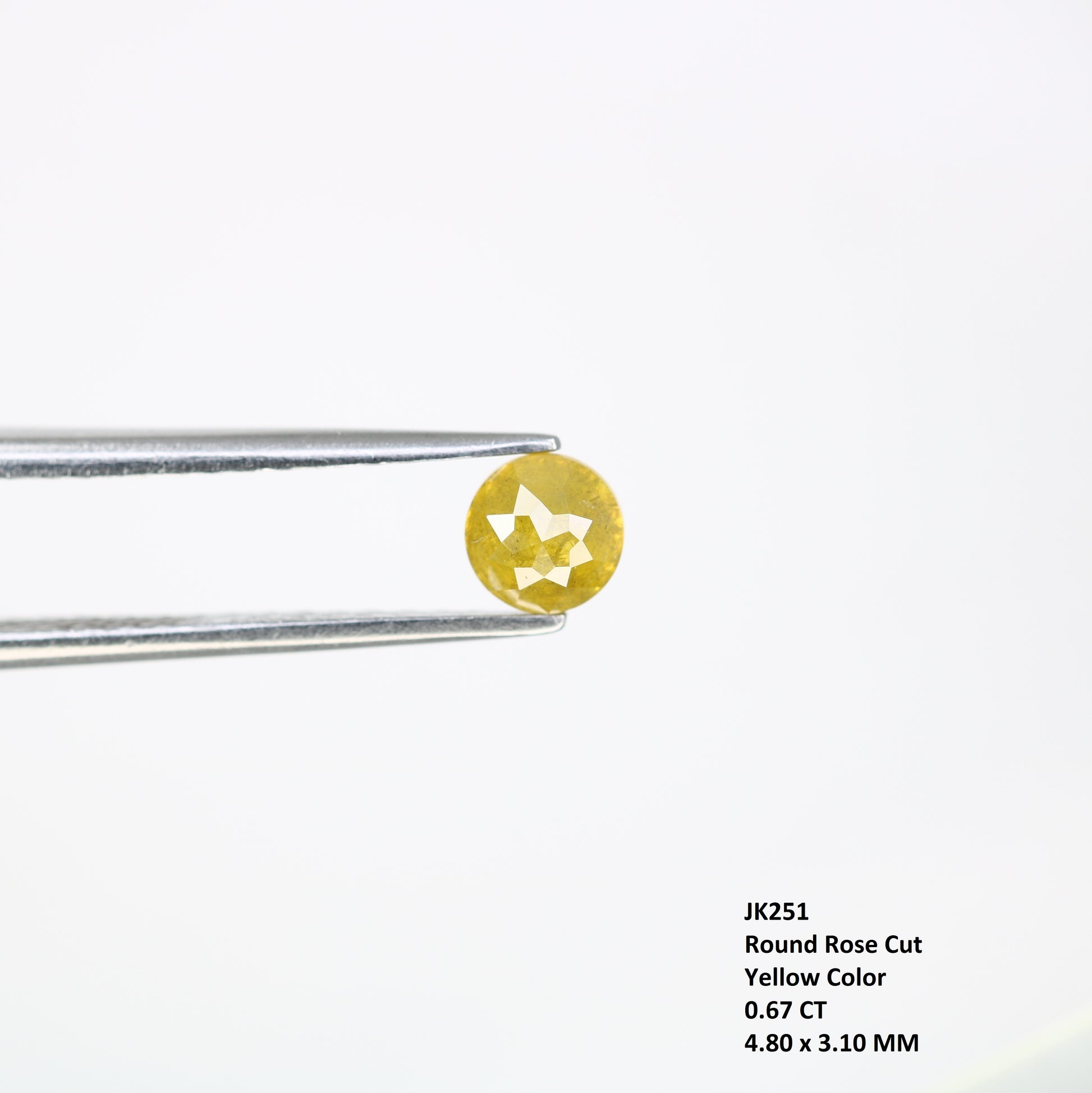 0.67 CT 4.80 x 3.10 MM Fancy Yellow Round Rose Cut Diamond for Promise Ring - Unique Gemstone for Custom Jewelry Creations - JayKrishna Diamond