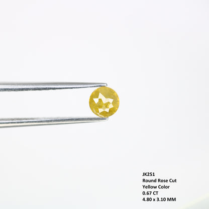 0.67 CT 4.80 x 3.10 MM Fancy Yellow Round Rose Cut Diamond for Promise Ring - Unique Gemstone for Custom Jewelry Creations - JayKrishna Diamond