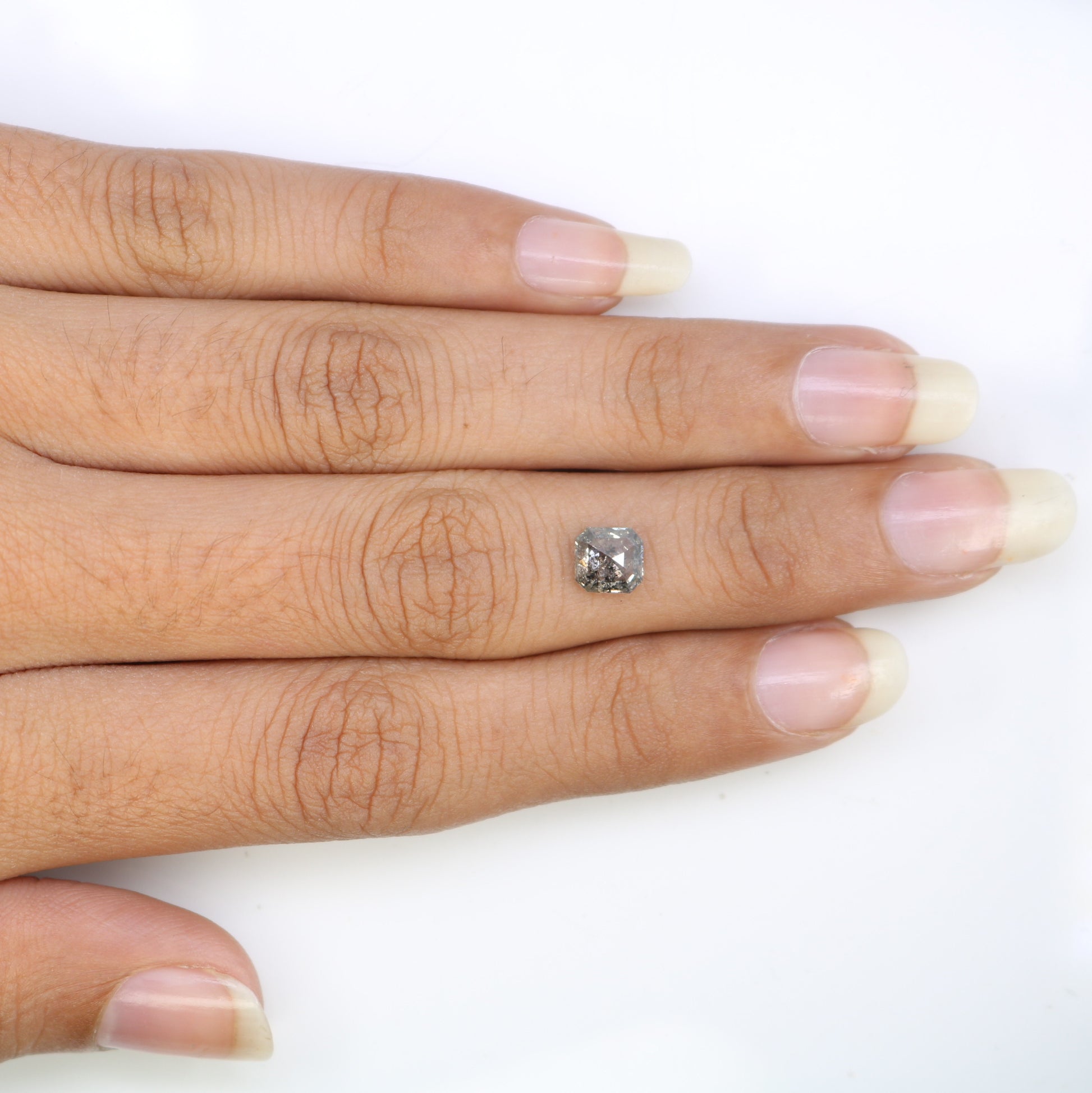0.99 Carat Salt And Pepper Color Natural Loose Asscher Shape Diamond For Wedding Ring - JayKrishna Diamond