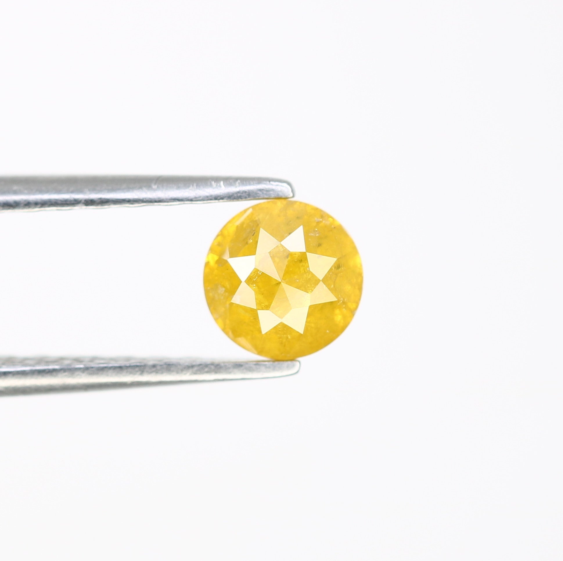 0.77 CT 5.00 MM Fancy Yellow Loose Round Rose Cut Natural Diamond For Proposal Ring - JayKrishna Diamond