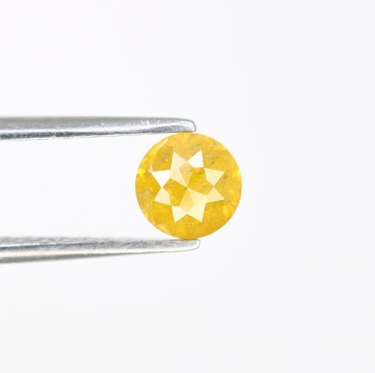 0.77 CT 5.00 MM Fancy Yellow Loose Round Rose Cut Natural Diamond For Proposal Ring - JayKrishna Diamond