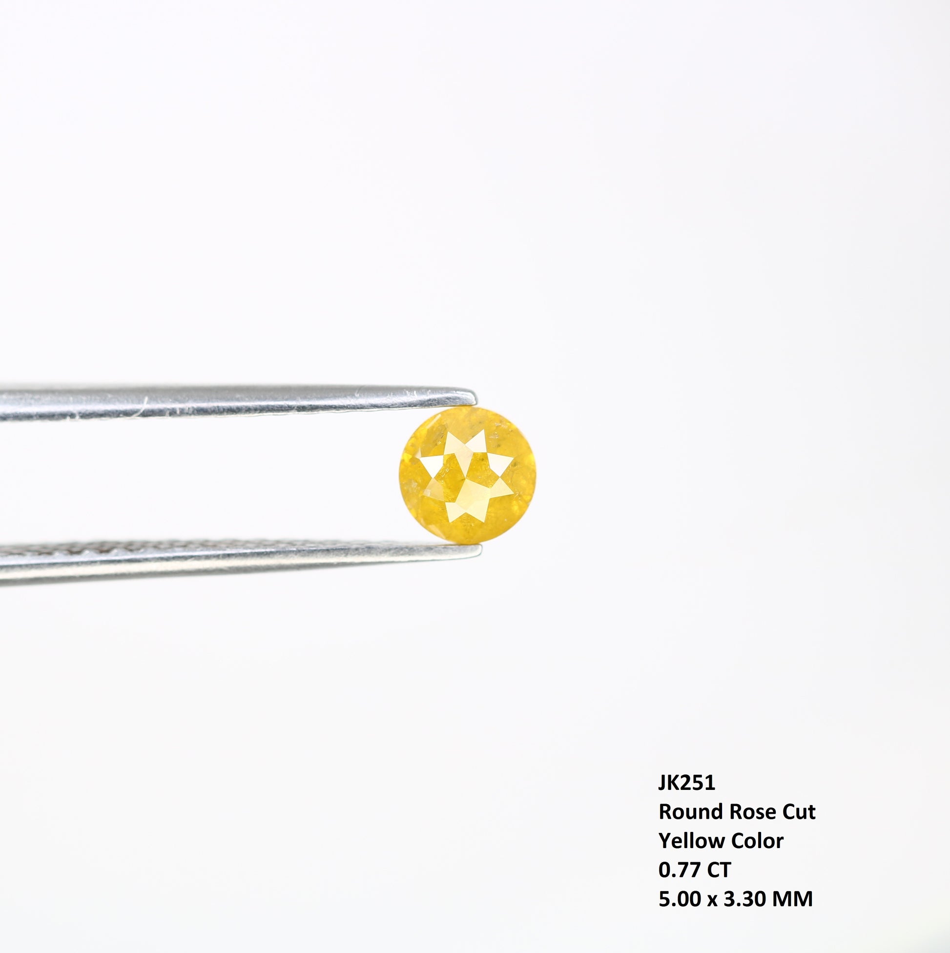 0.77 CT 5.00 MM Fancy Yellow Loose Round Rose Cut Natural Diamond For Proposal Ring - JayKrishna Diamond
