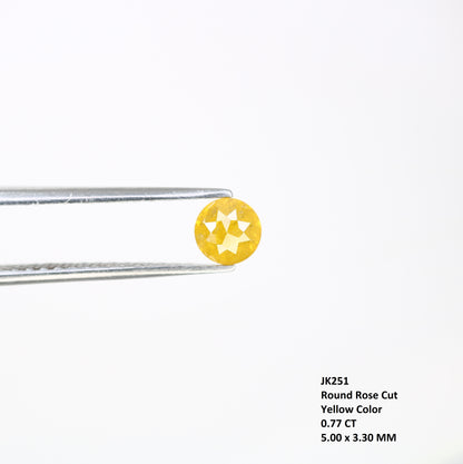 0.77 CT 5.00 MM Fancy Yellow Loose Round Rose Cut Natural Diamond For Proposal Ring - JayKrishna Diamond
