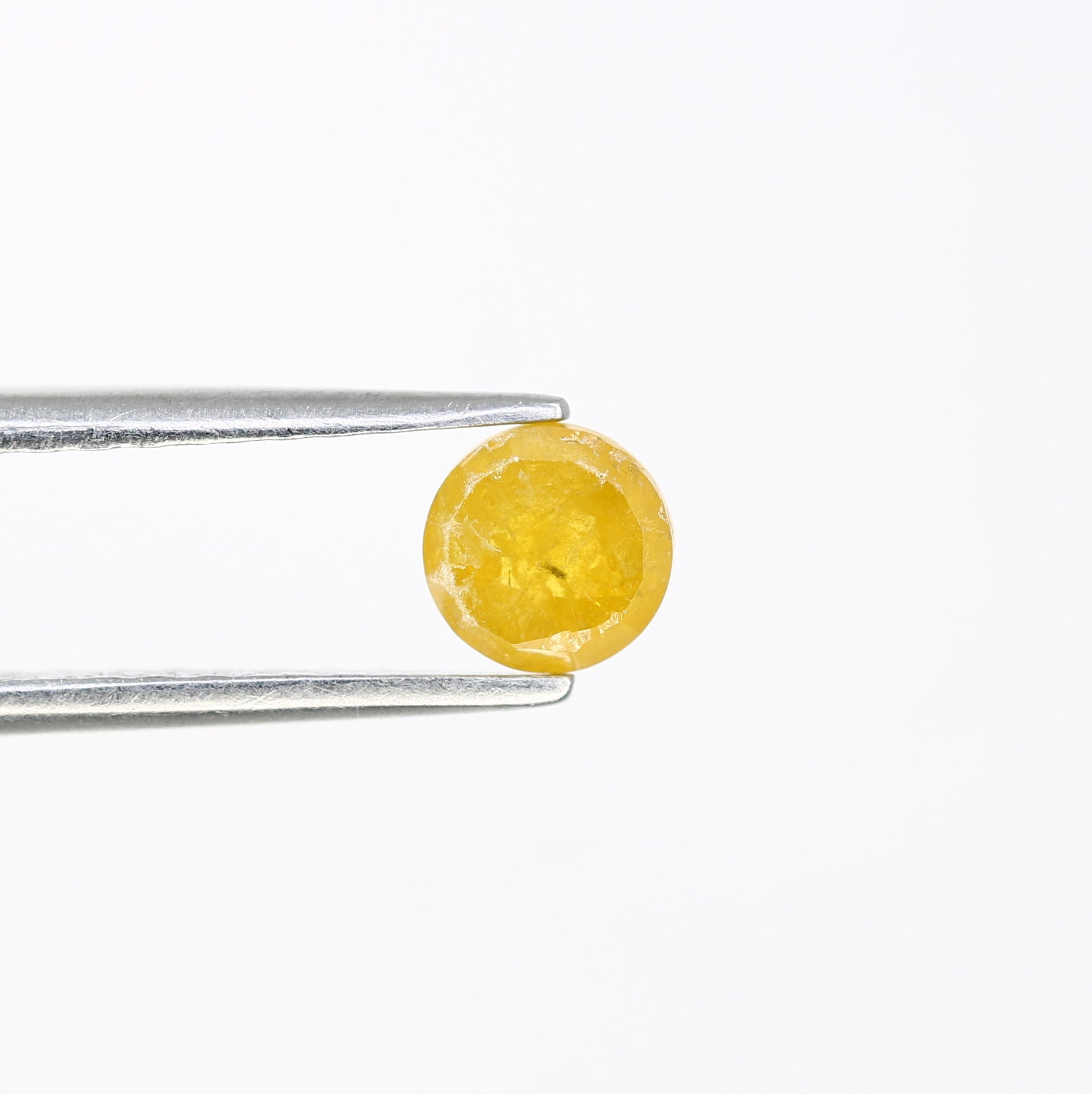 0.77 CT 5.00 MM Fancy Yellow Loose Round Rose Cut Natural Diamond For Proposal Ring - JayKrishna Diamond