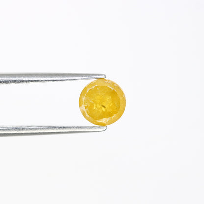 0.77 CT 5.00 MM Fancy Yellow Loose Round Rose Cut Natural Diamond For Proposal Ring - JayKrishna Diamond