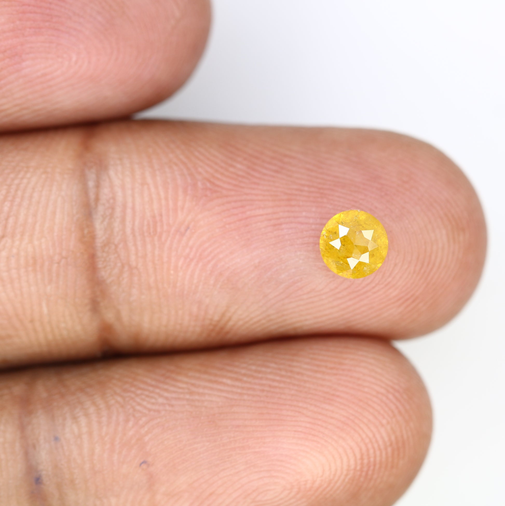 0.77 CT 5.00 MM Fancy Yellow Loose Round Rose Cut Natural Diamond For Proposal Ring - JayKrishna Diamond