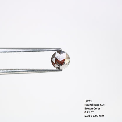 0.71 CT Natural Brown Round Rose Cut 5.00 MM Loose Diamond For Proposal Ring - JayKrishna Diamond