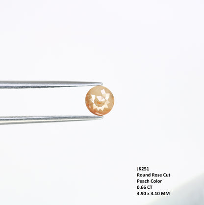 0.66 CT Unique Peach Round Rose Cut Natural Diamond for Promise Ring - Distinctive Gemstone for Custom Jewelry Creations - JayKrishna Diamond