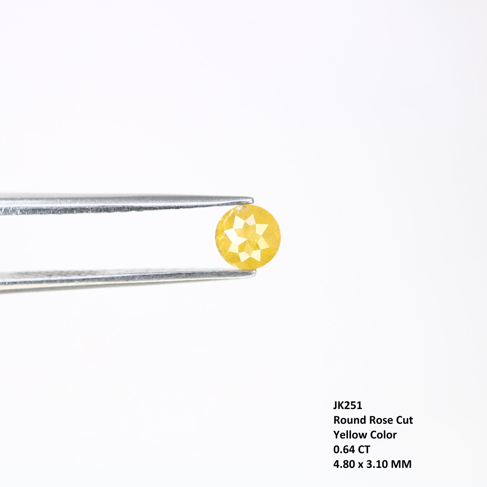 0.64 CT Polished Round Rose Cut Natural Yellow Diamond for Designer Ring - Stunning Gemstone for Custom Jewelry Creations - JayKrishna Diamond