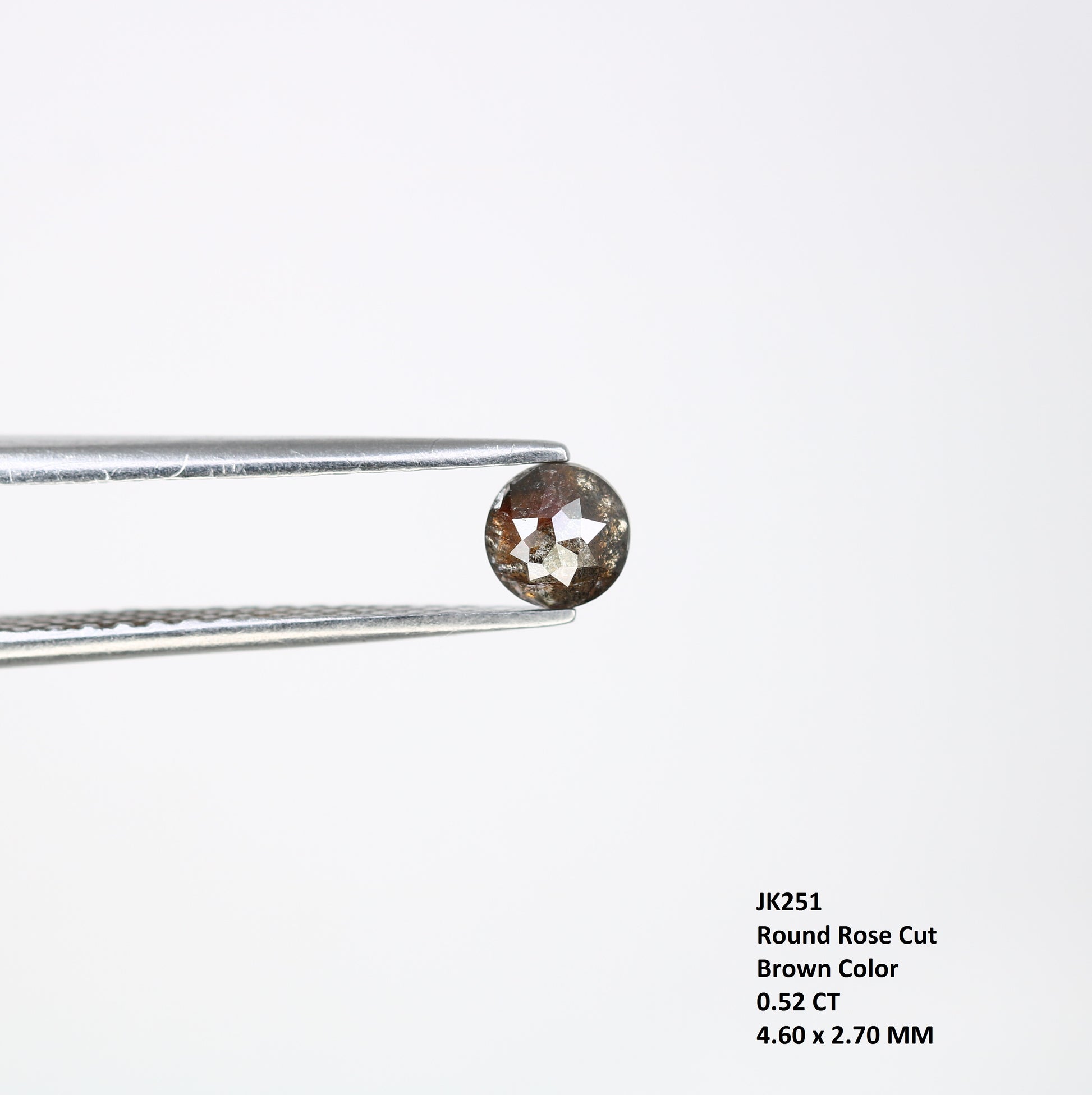 0.52 CT 4.60 MM Natural Brown Round Rose Cut Loose Diamond For Galaxy Ring - JayKrishna Diamond