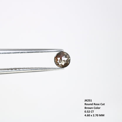0.52 CT 4.60 MM Natural Brown Round Rose Cut Loose Diamond For Galaxy Ring - JayKrishna Diamond