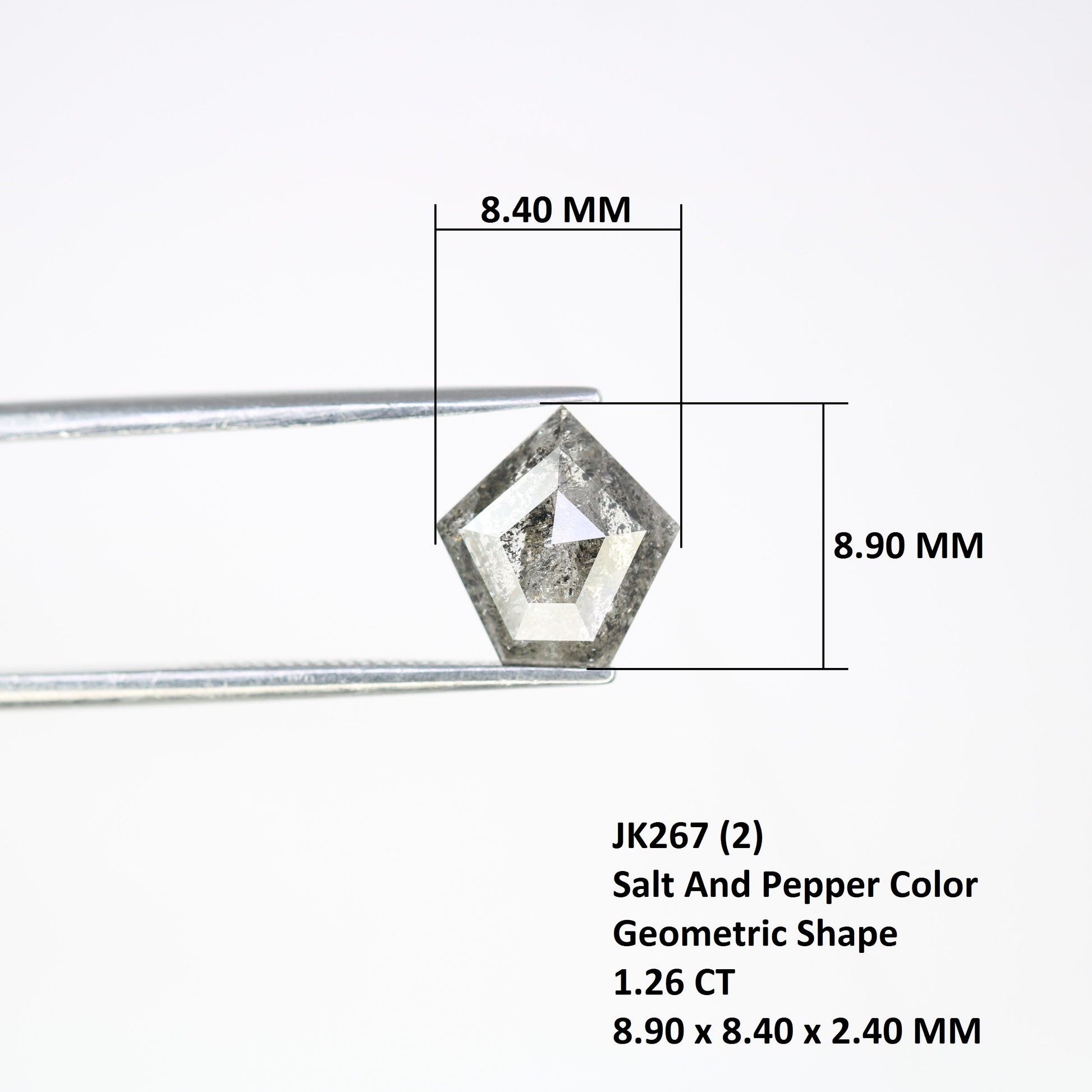 1.26 Carat Pentagon Shape Natural Loose Salt And Pepper Diamond For Wedding Ring - JayKrishna Diamond