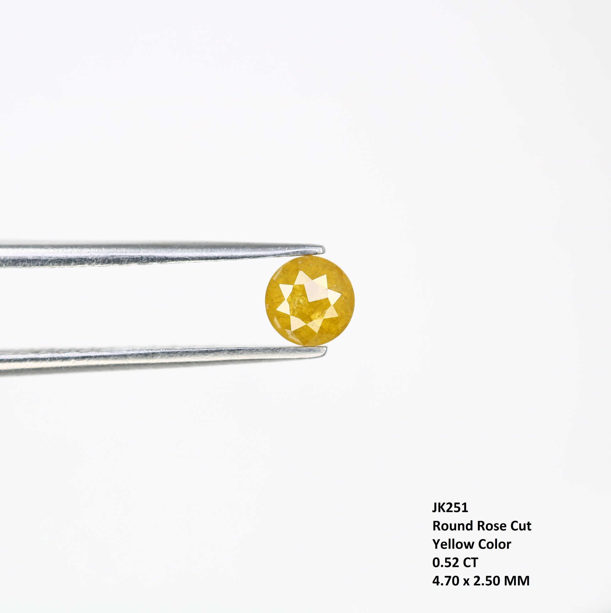 0.52 CT Fancy Yellow Polished Round Rose Cut 4.70 MM Diamond For Designer Ring - JayKrishna Diamond