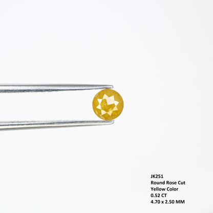 0.52 CT Fancy Yellow Polished Round Rose Cut 4.70 MM Diamond For Designer Ring - JayKrishna Diamond