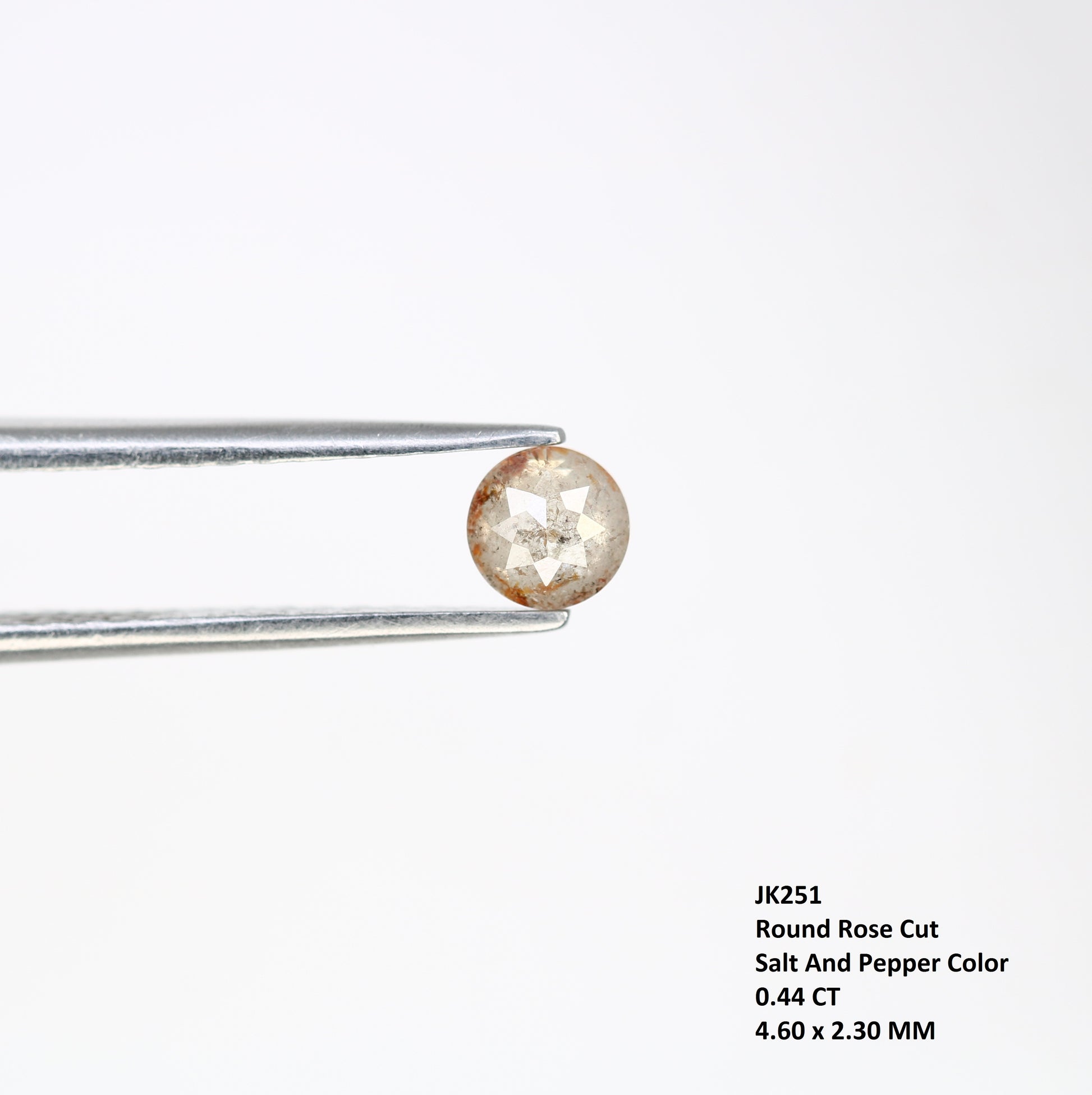 0.44 CT 4.60 MM Round Rose Cut Salt and Pepper Diamond for Galaxy Ring and Unique Artisan Jewelry Design - JayKrishna Diamond