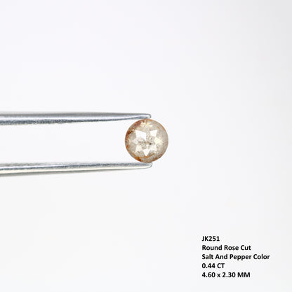 0.44 CT 4.60 MM Round Rose Cut Salt and Pepper Diamond for Galaxy Ring and Unique Artisan Jewelry Design - JayKrishna Diamond