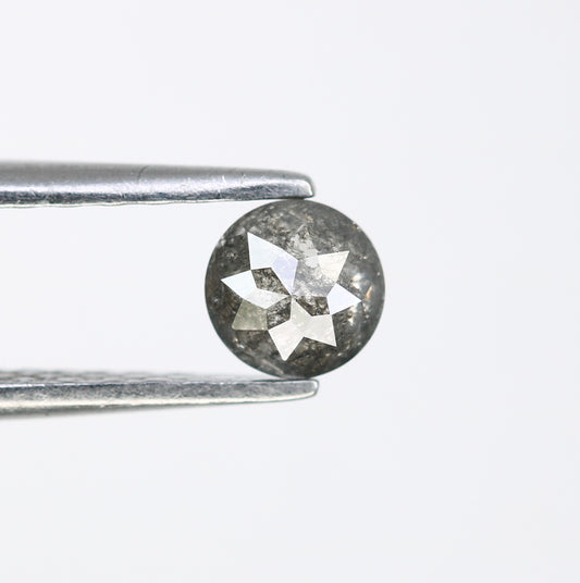 0.37 CT Round Rose Cut Salt and Pepper Diamond 4.50 MM | Natural Gemstone for Custom Wedding Rings, Unique & Elegant Fine Jewelry - JayKrishna Diamond