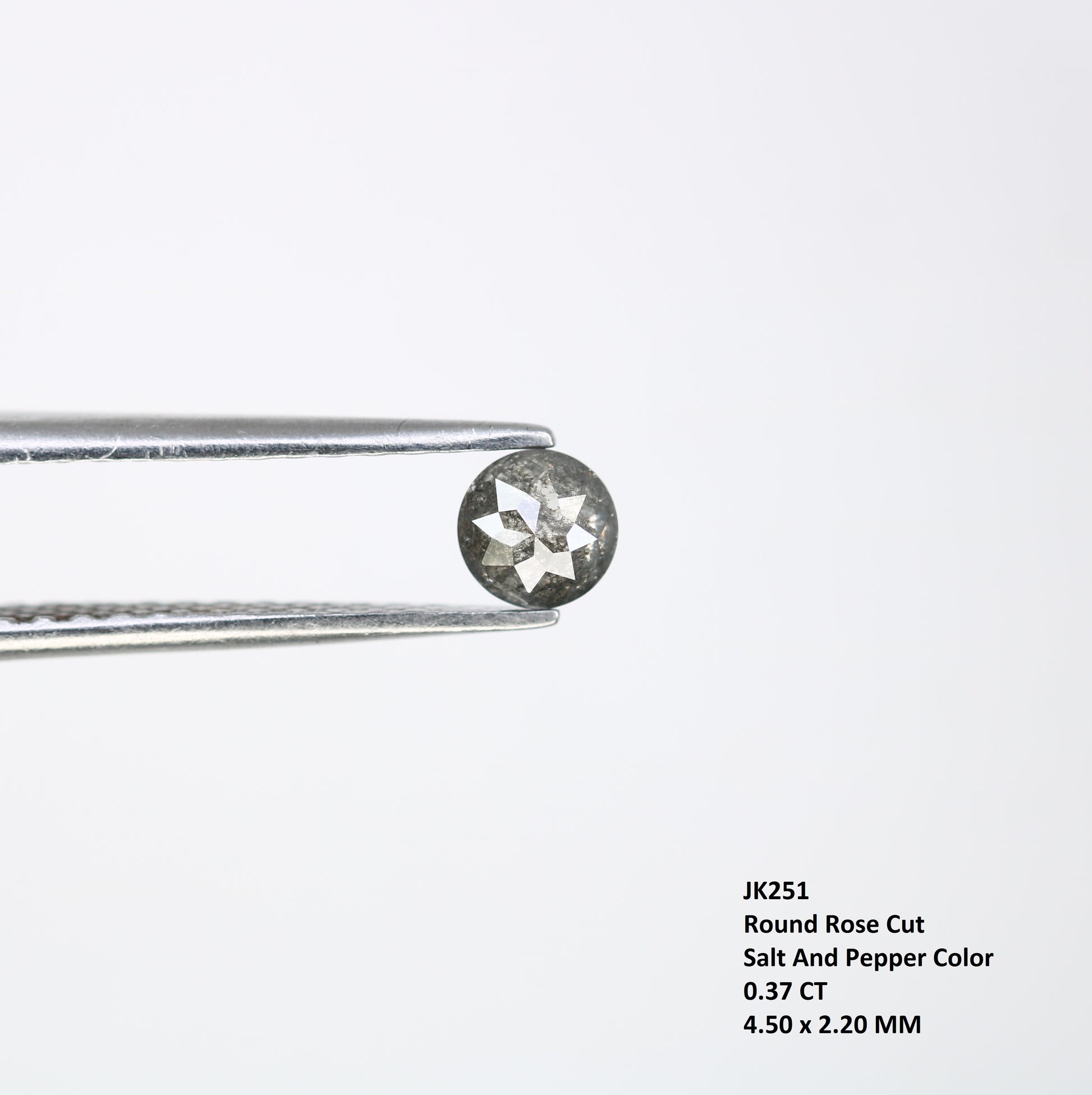 0.37 CT Round Rose Cut Salt and Pepper Diamond 4.50 MM | Natural Gemstone for Custom Wedding Rings, Unique & Elegant Fine Jewelry - JayKrishna Diamond